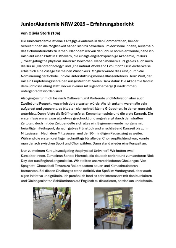 25.09.   Erfahrungsbericht JuniorAkademie 2025  Olivia