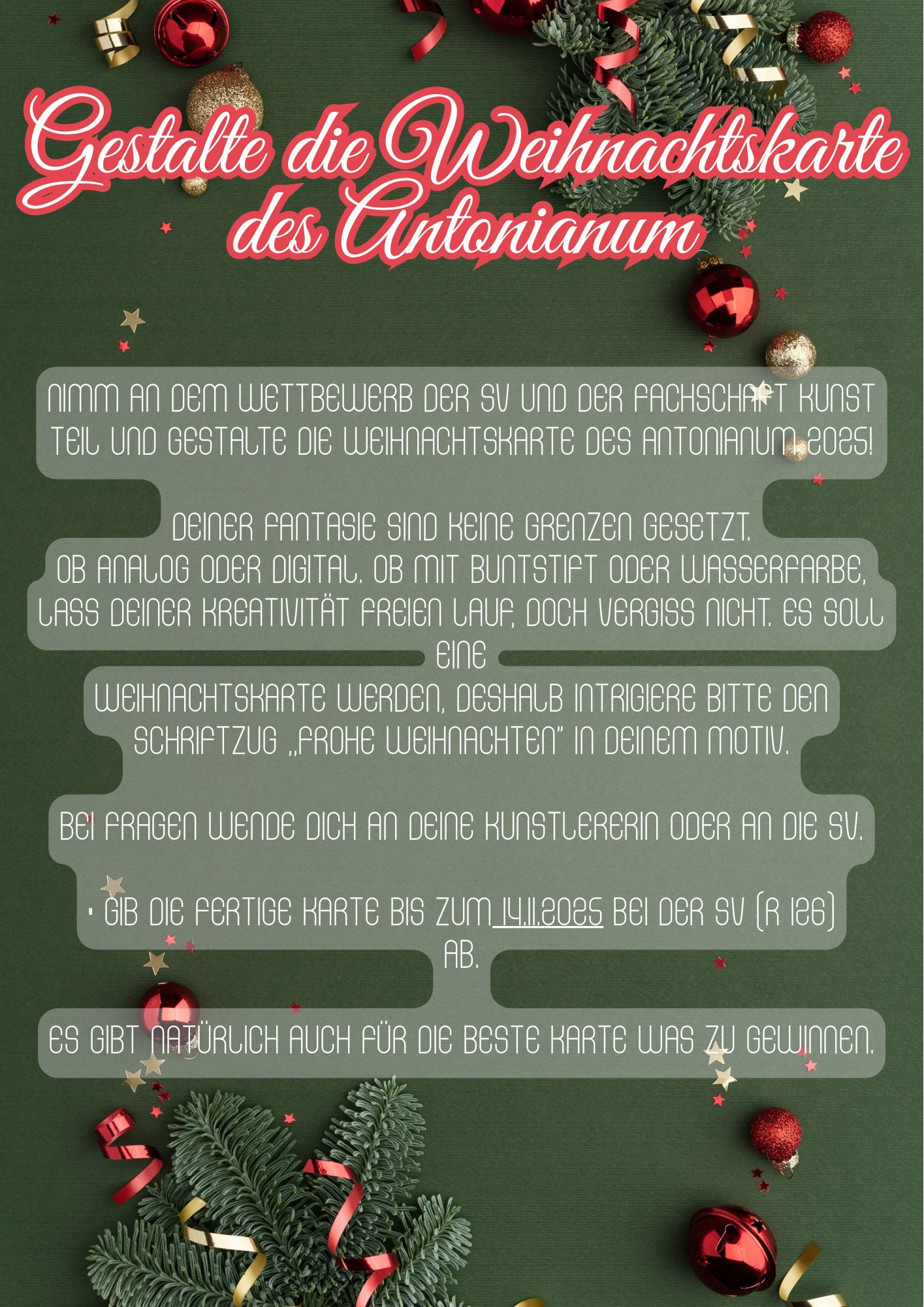 25.10. Gestalte die Weihnachtskarte des Antonianum