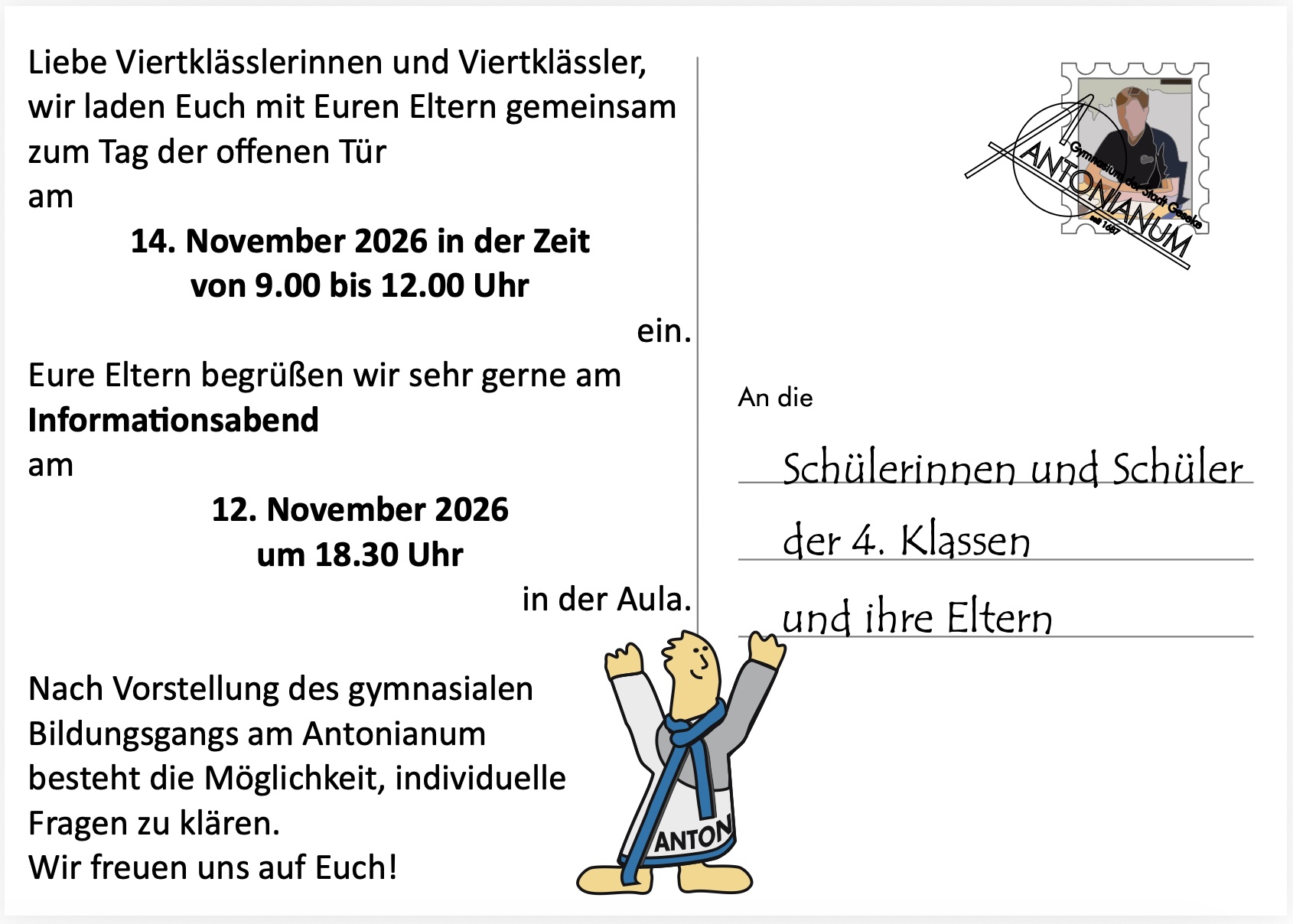 Postkarte Einladung 20262